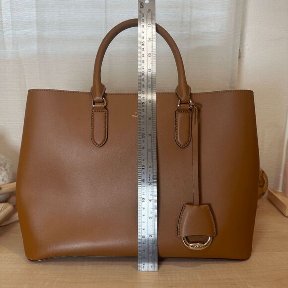LAUREN Ralph Lauren Dryden Marcy Satchel Large Field Brown/Orange - Picture 6 of 12